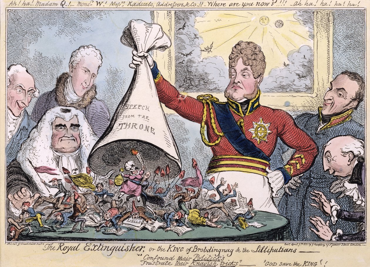 Den Kongelige Slukker eller Kongen af Brobdingnag og Lilliputianerne, 1821 af Isaac, Robert and George Cruikshank