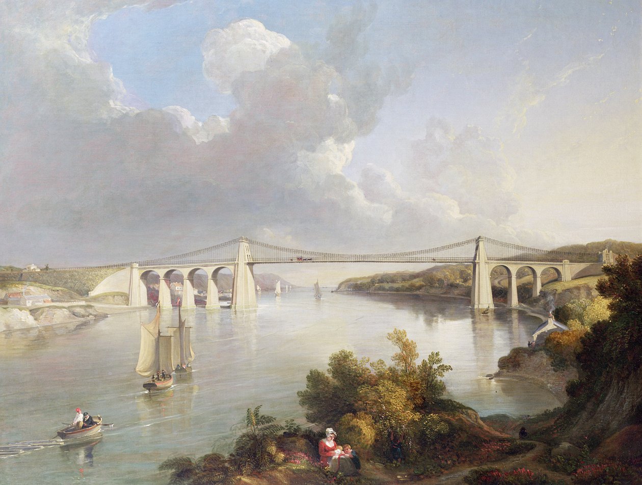 Menai Bridge, North Wales af George Arnald