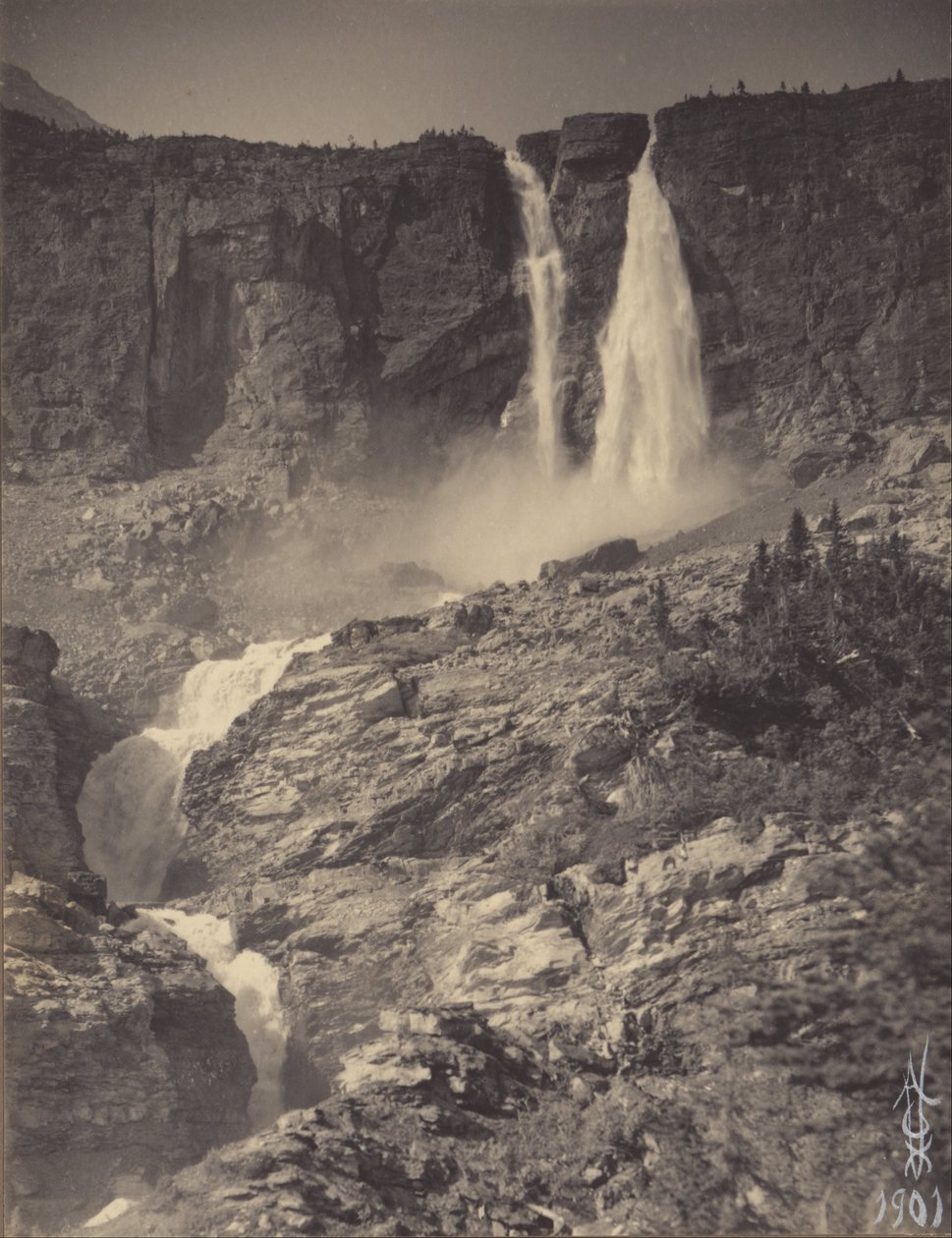 Twin Falls, Yoho Valley af George B. Vaux Jr.