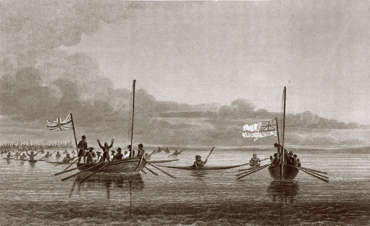 Eskimaux kommer mod bådene i Shoalwater Bay, 7. juli 1826, fra 