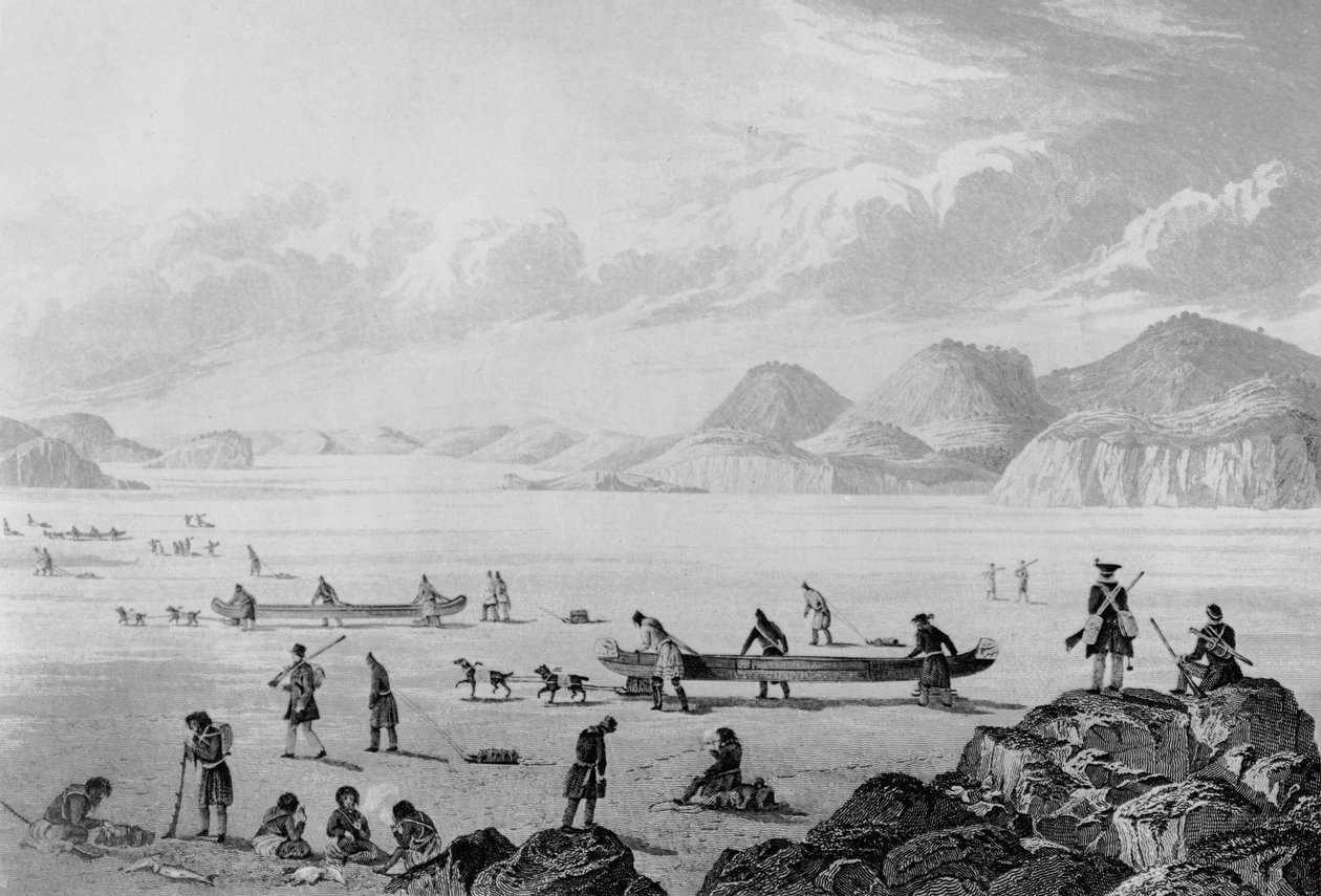 Franklins ekspedition passerer gennem Point Lake, 1821 af George Back