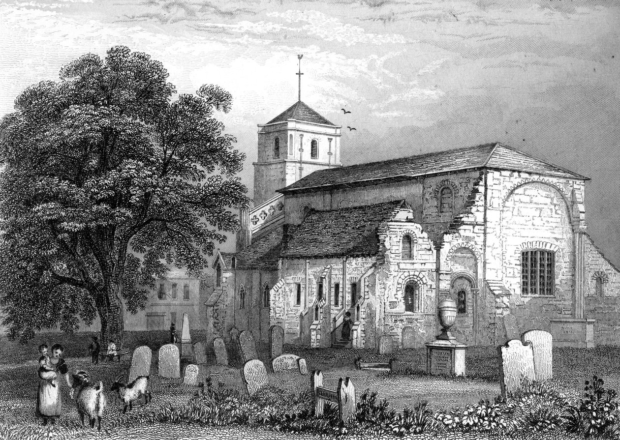 Waltham Abbey Church, Essex, indgraveret af John Rogers, 1831 af George Bryant Campion