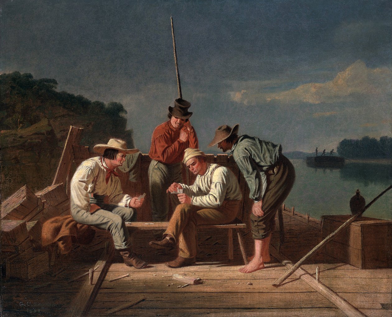In a Quandary, eller Mississippi Raftsmen at Cards, 1851 af George Caleb Bingham