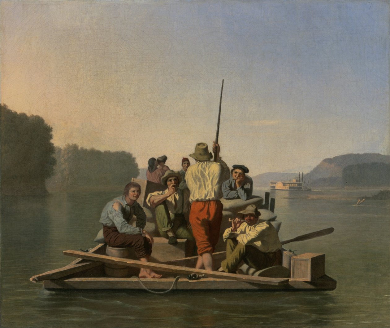 Lettere aflastning af en dampbåd i jorden af George Caleb Bingham