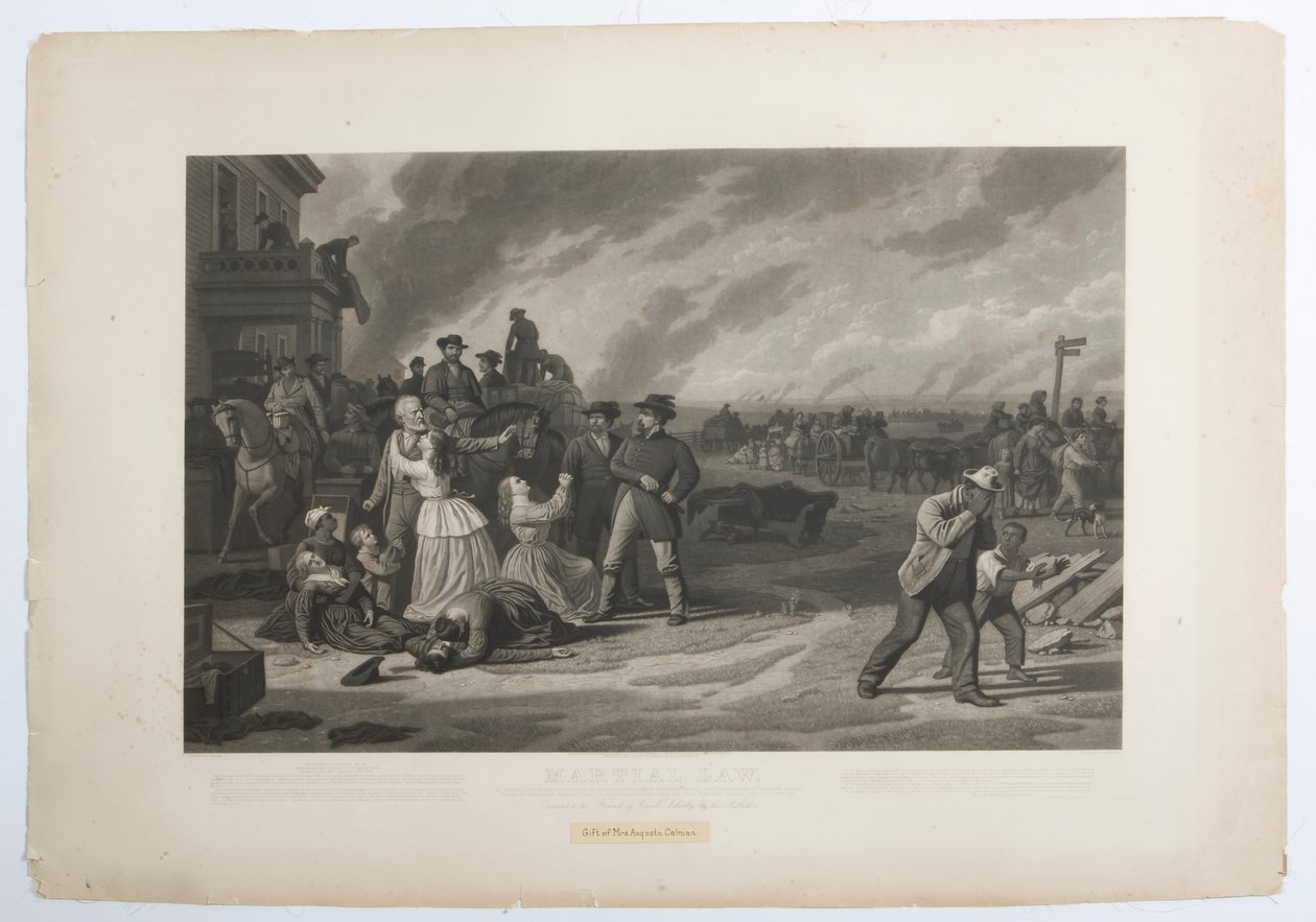 Udskrift af evakuering af civile fra deres hjem af føderale tropper, der kræves i henhold til almindelig bekendtgørelse 11. af George Caleb Bingham