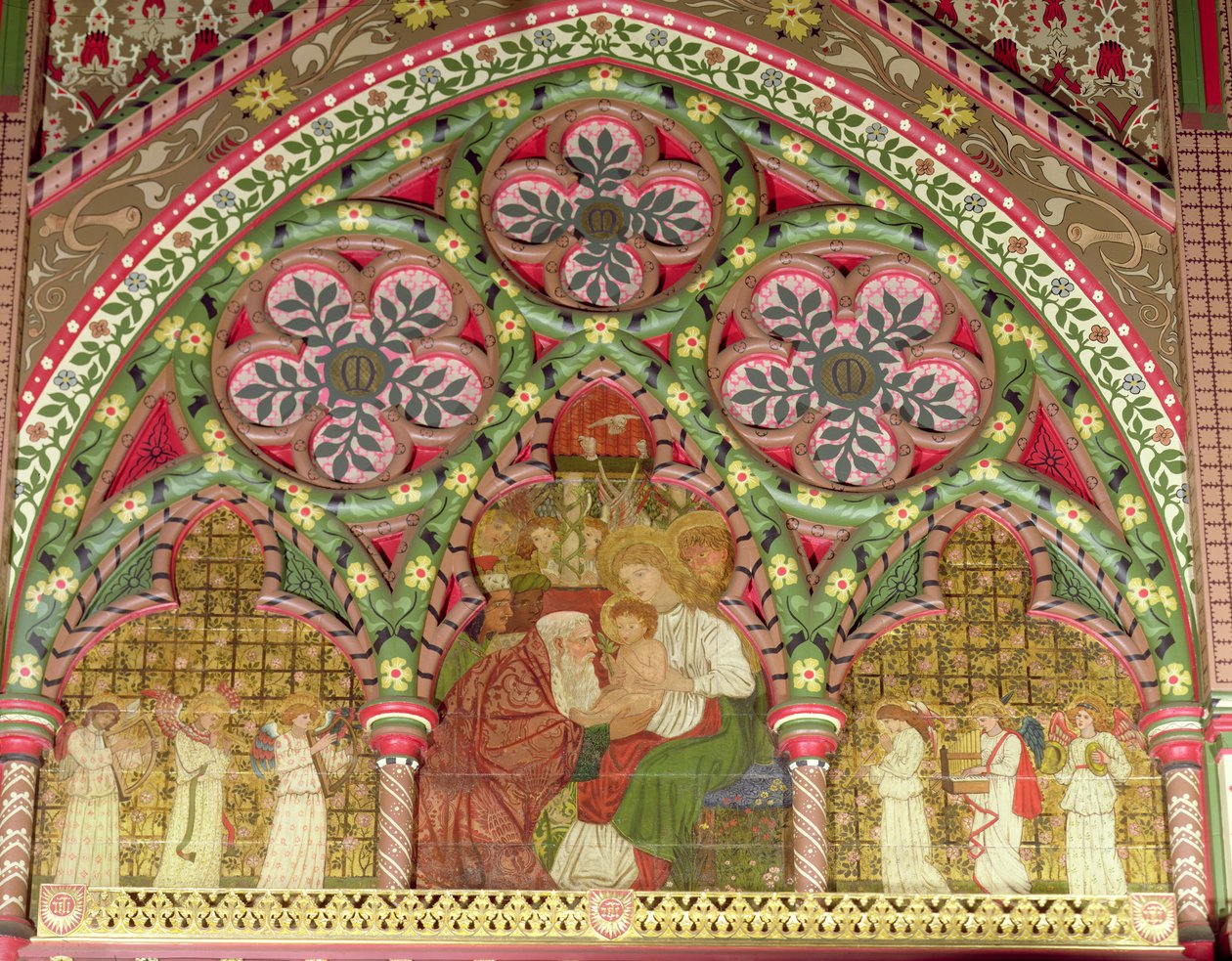 Tilbedelse af Magi, altertavle, efter design af William Morris og Sir Edward Burne-Jones, 1861-62 af George Campfield