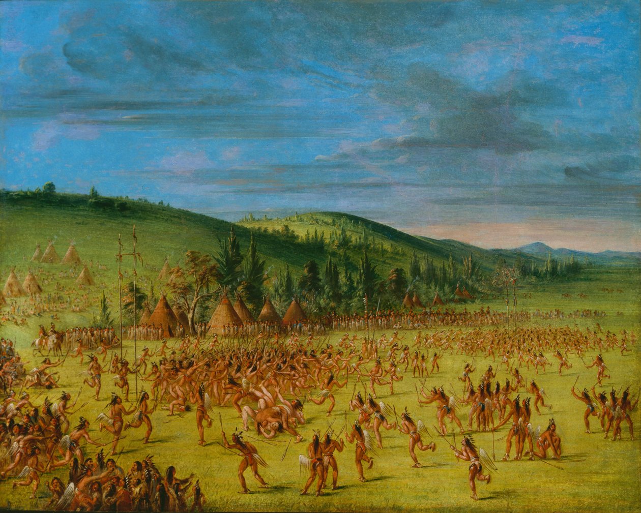 Boldspil af Choctaw-Ball Up af George Catlin