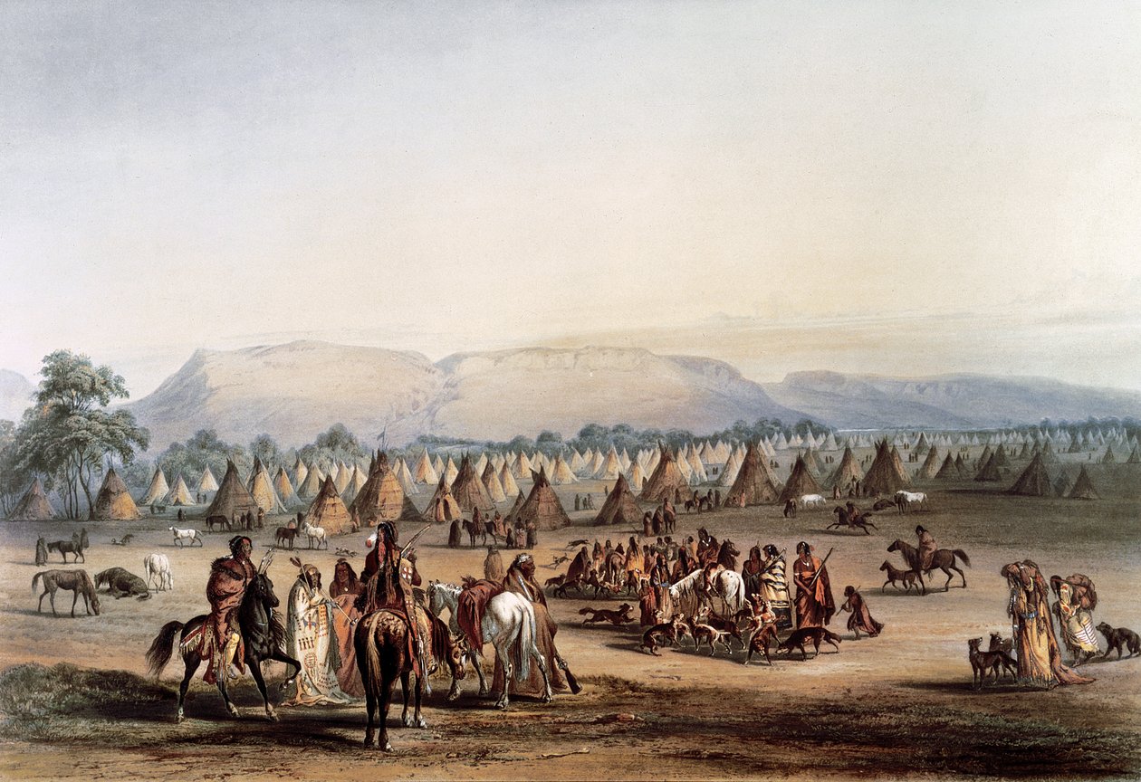 Lejr af Piekann-indianere af George Catlin