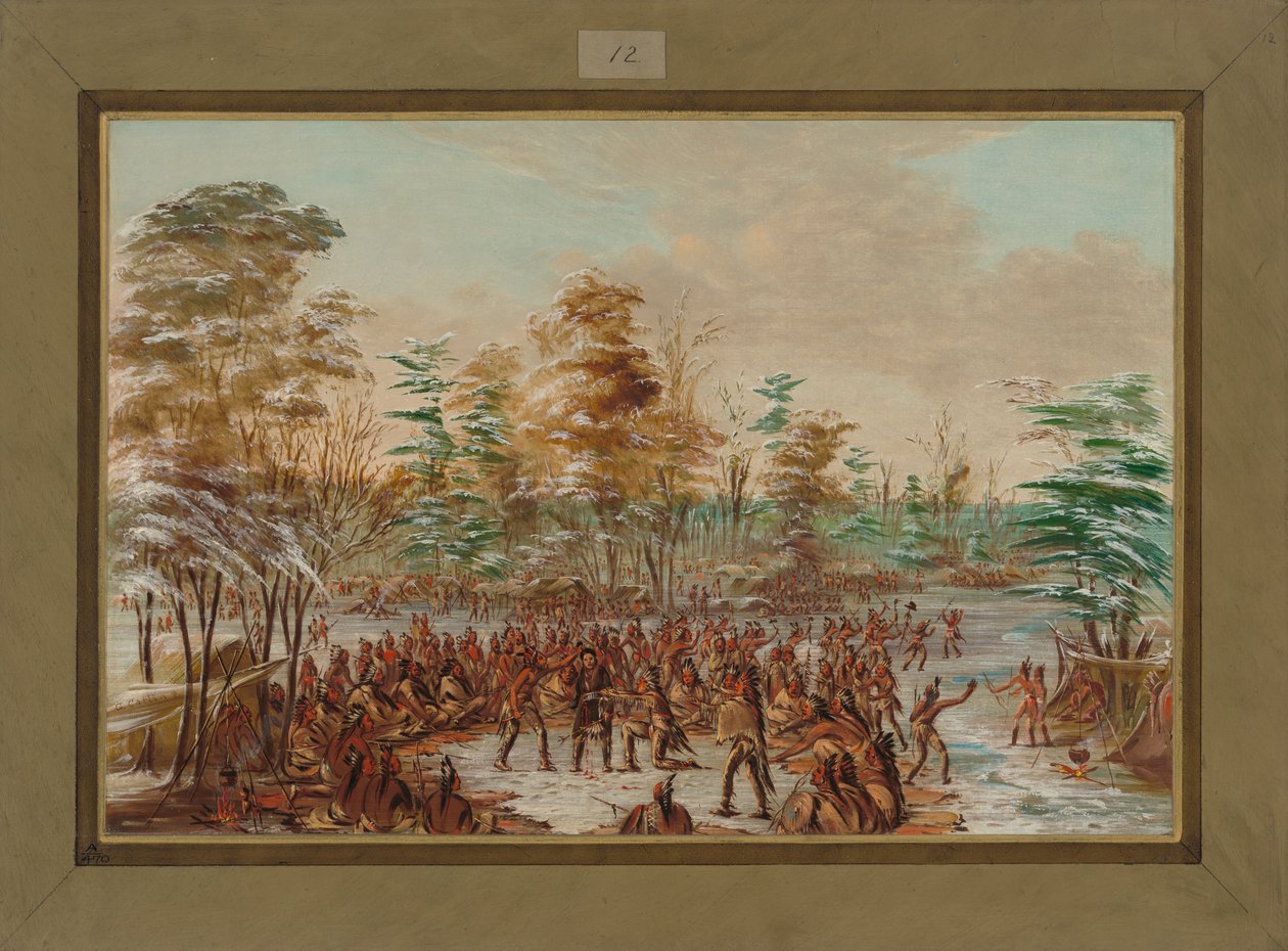 De Tonty sagsøgte for fred i Iroquois Village i januar 1680, 1847-48 af George Catlin