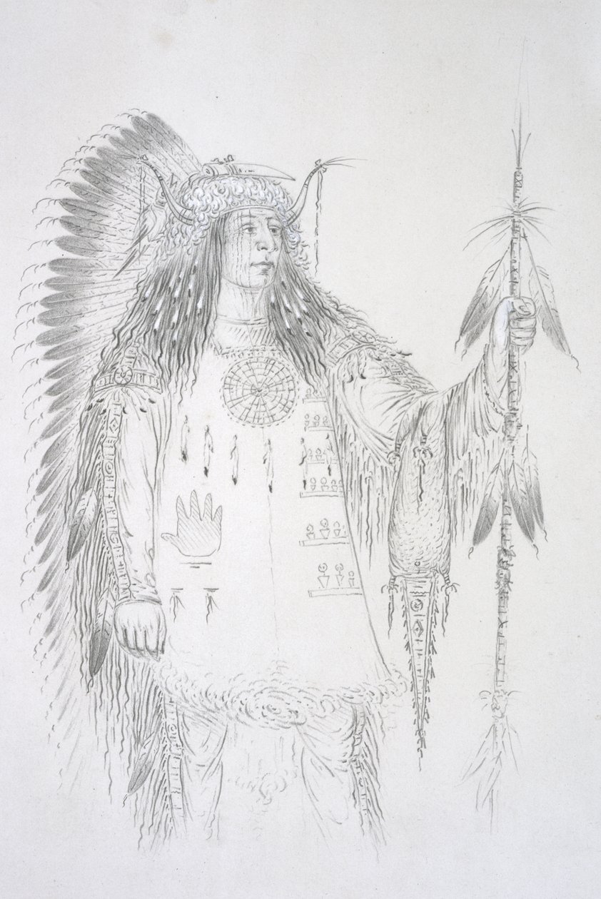 Mah-to-toh-pa (De fire bjørne) 1852 af George Catlin