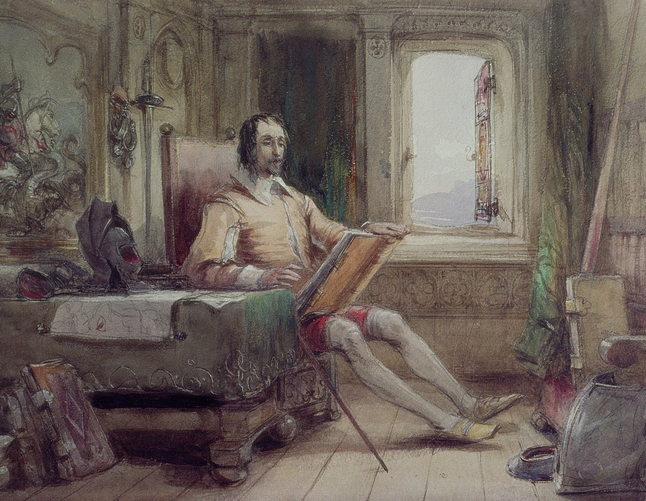 Don Quijote i sit studie af George Cattermole