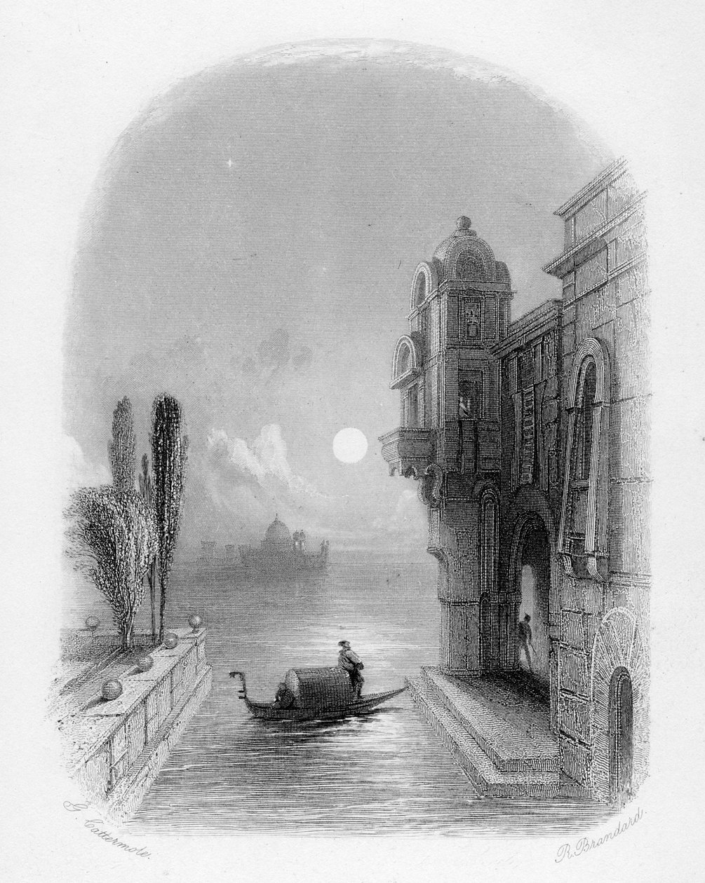 Måneskinsscene i Venedig, graveret af Robert Brandard, 1846 af George Cattermole