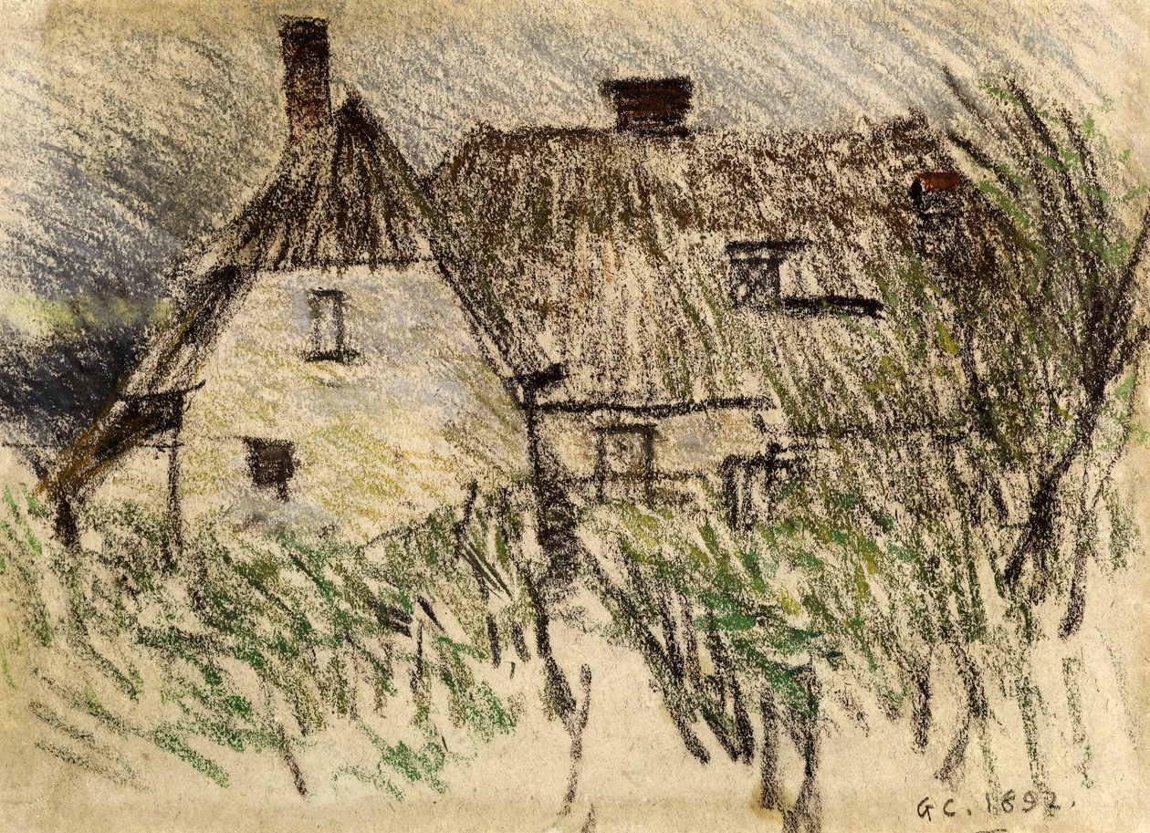 Cottage nær Walberswick, Suffolk, 1892 (kridt på papir) af George Clausen