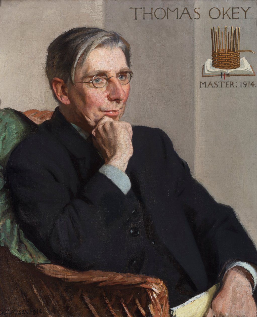 Portræt af Thomas Okey, mester i kunsthåndværkerlauget, 1914 af George Clausen