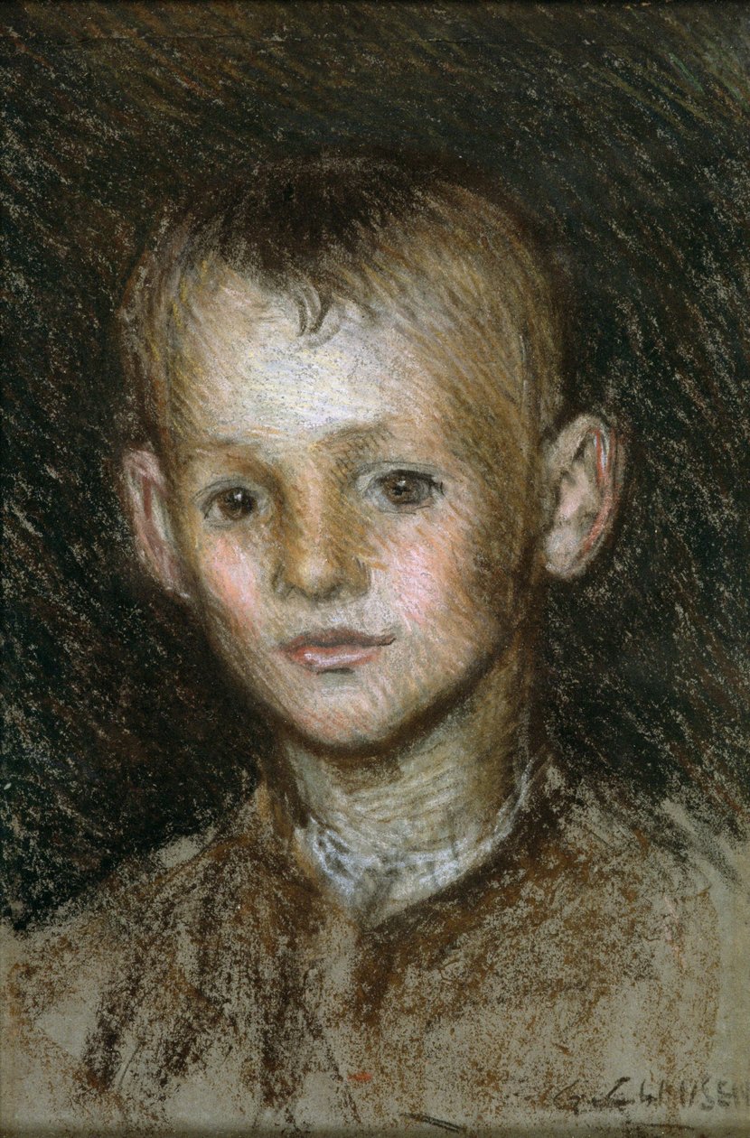 Study of a Farm Boy (pastel på papir) af George Clausen