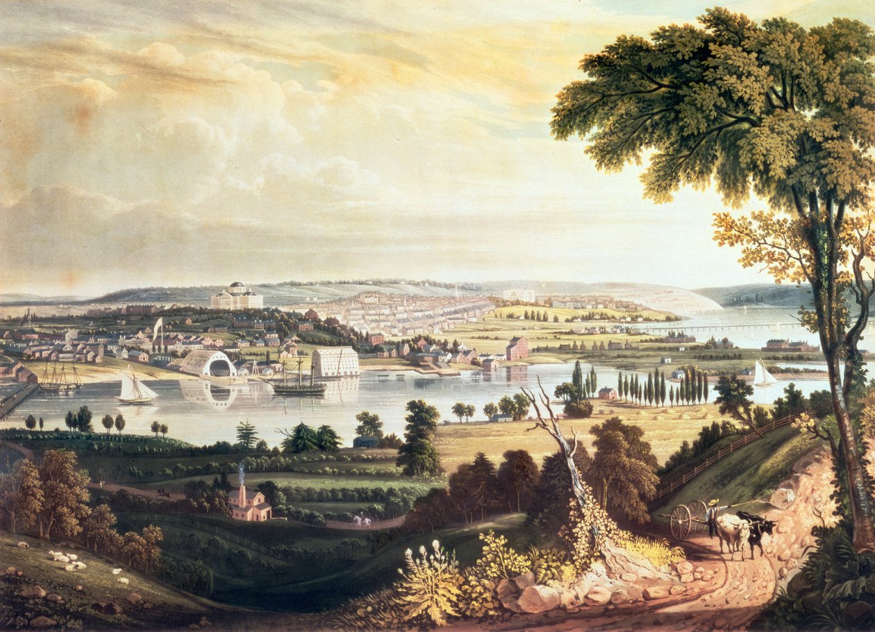 Byen Washington set fra den anden side af Navy Yard, graveret af William James Bennett, ca. 1824 (akvatint) af George Cooke