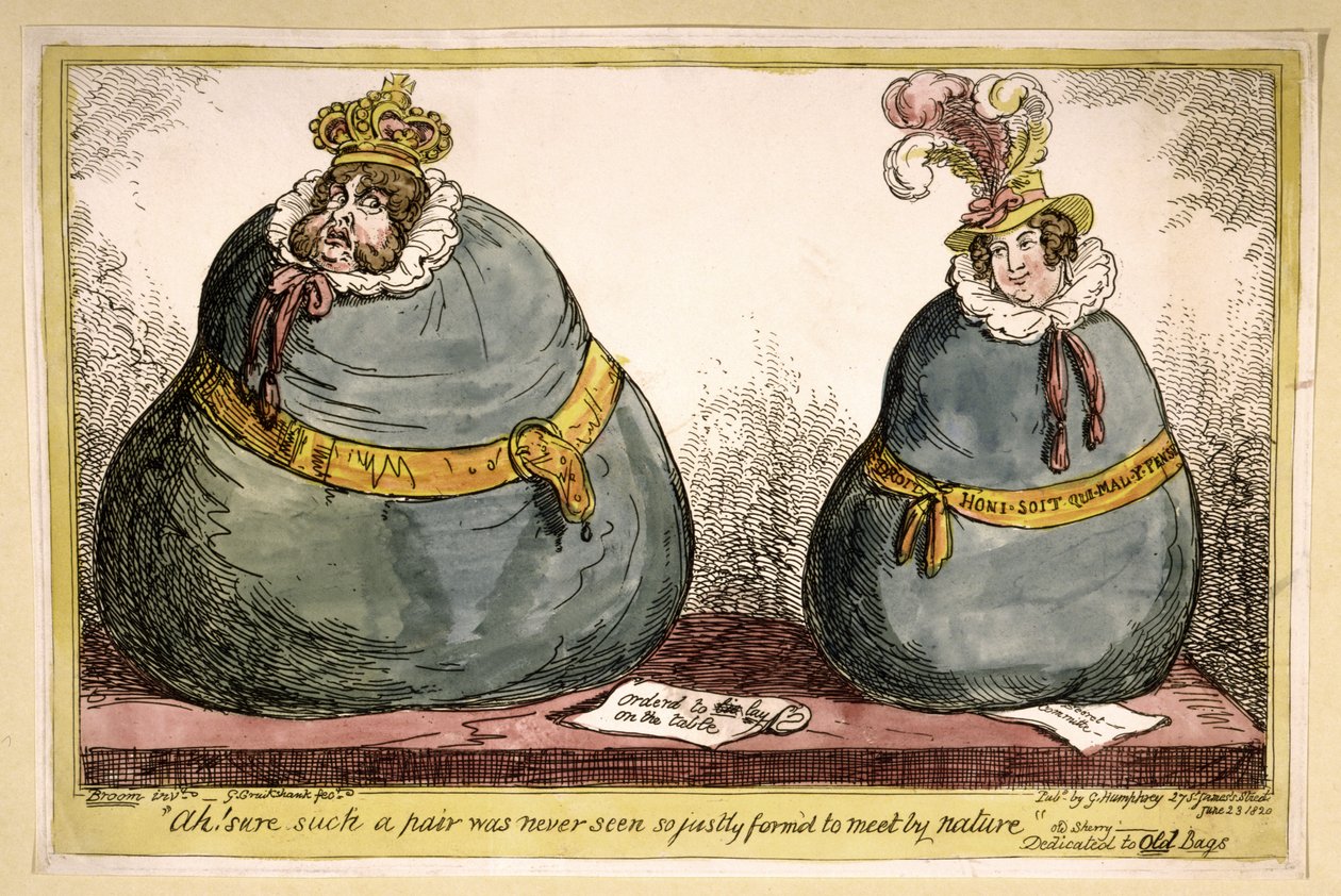 Ah! Sikker på sådan et par blev aldrig set så retfærdigt dannet til at mødes af naturen, pub. 1820 (håndfarvet gravering) af George Cruikshank