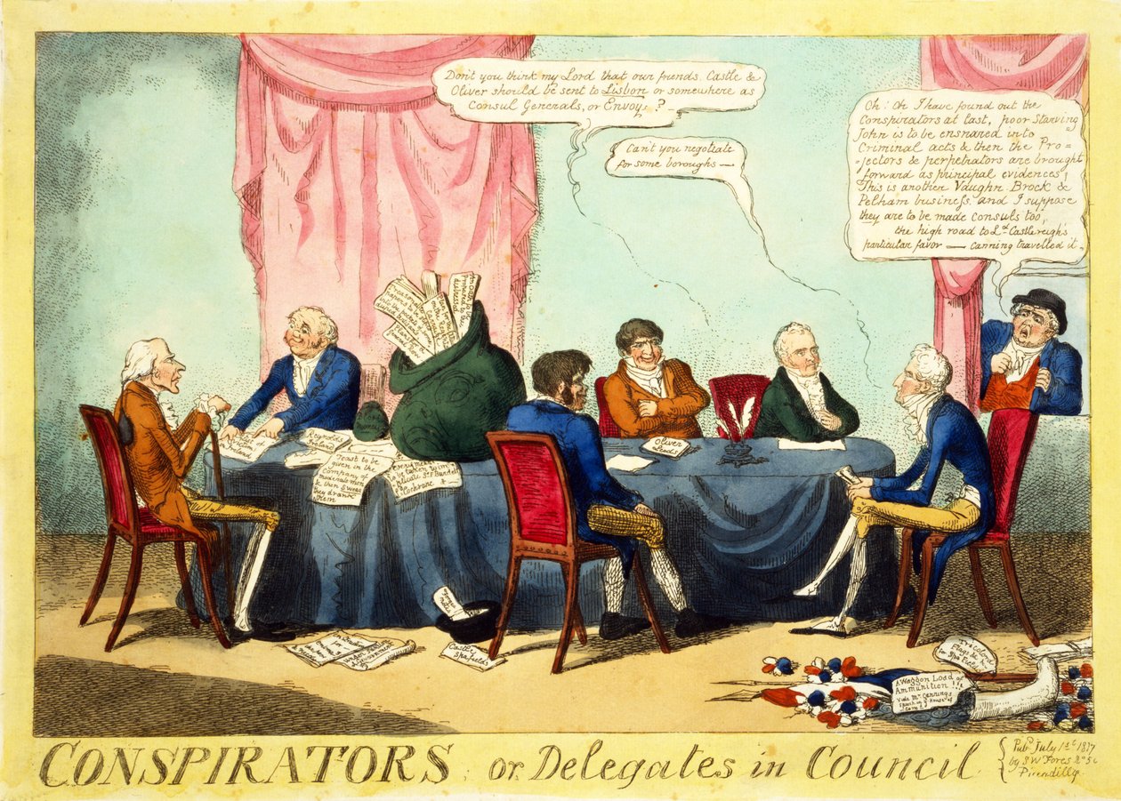Sammensvorne eller delegerede i Rådet, 1817 (håndfarvet gravering) af George Cruikshank