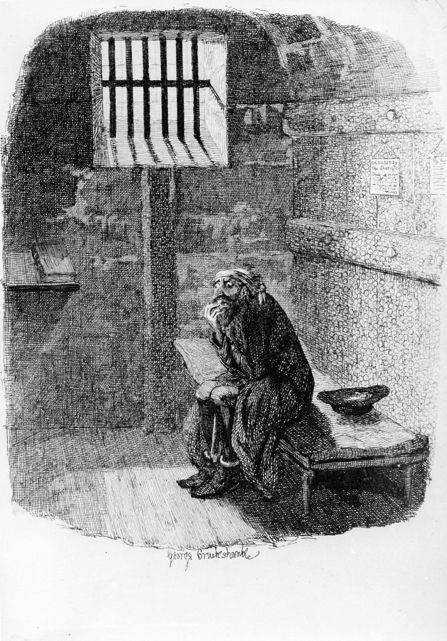 Fagin in the Condemned Cell, illustration fra 