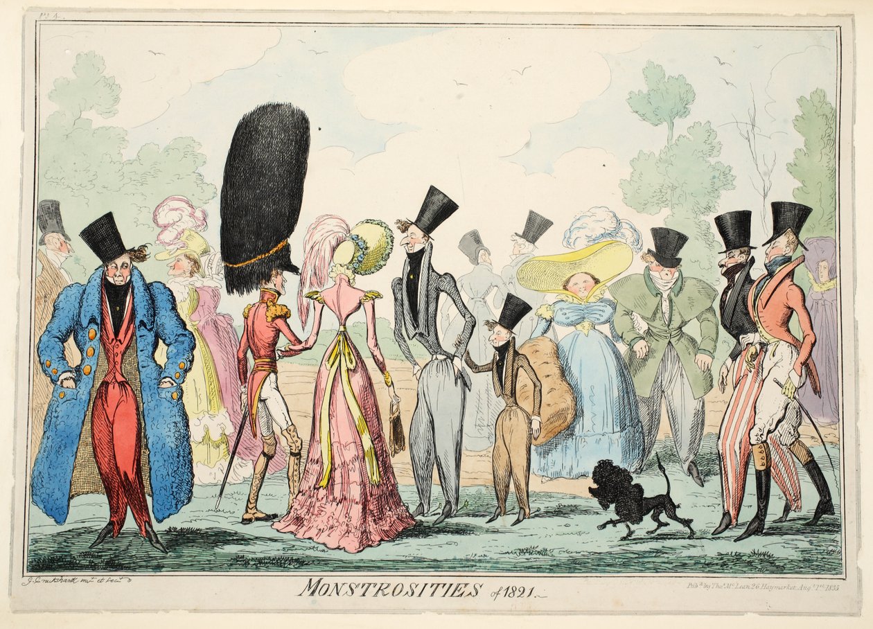 Uhyrligheder fra 1821, udgivet. 1835 (håndkoloreret gravering) af George Cruikshank