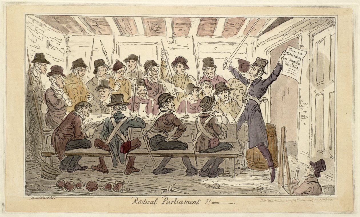 "Radikale parlament!!" eller "En plan for attentat på hans majestæts ministre af George Cruikshank