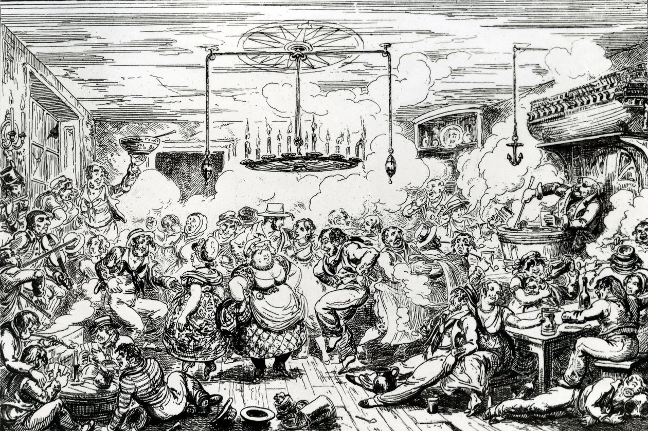Sømænd, der hyler, eller et pip i det lange rum, 1825 af George Cruikshank