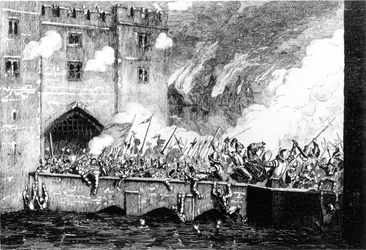 Sir Thomas Wyatt (ca. 1521-54) Angriber Byward Tower af George Cruikshank