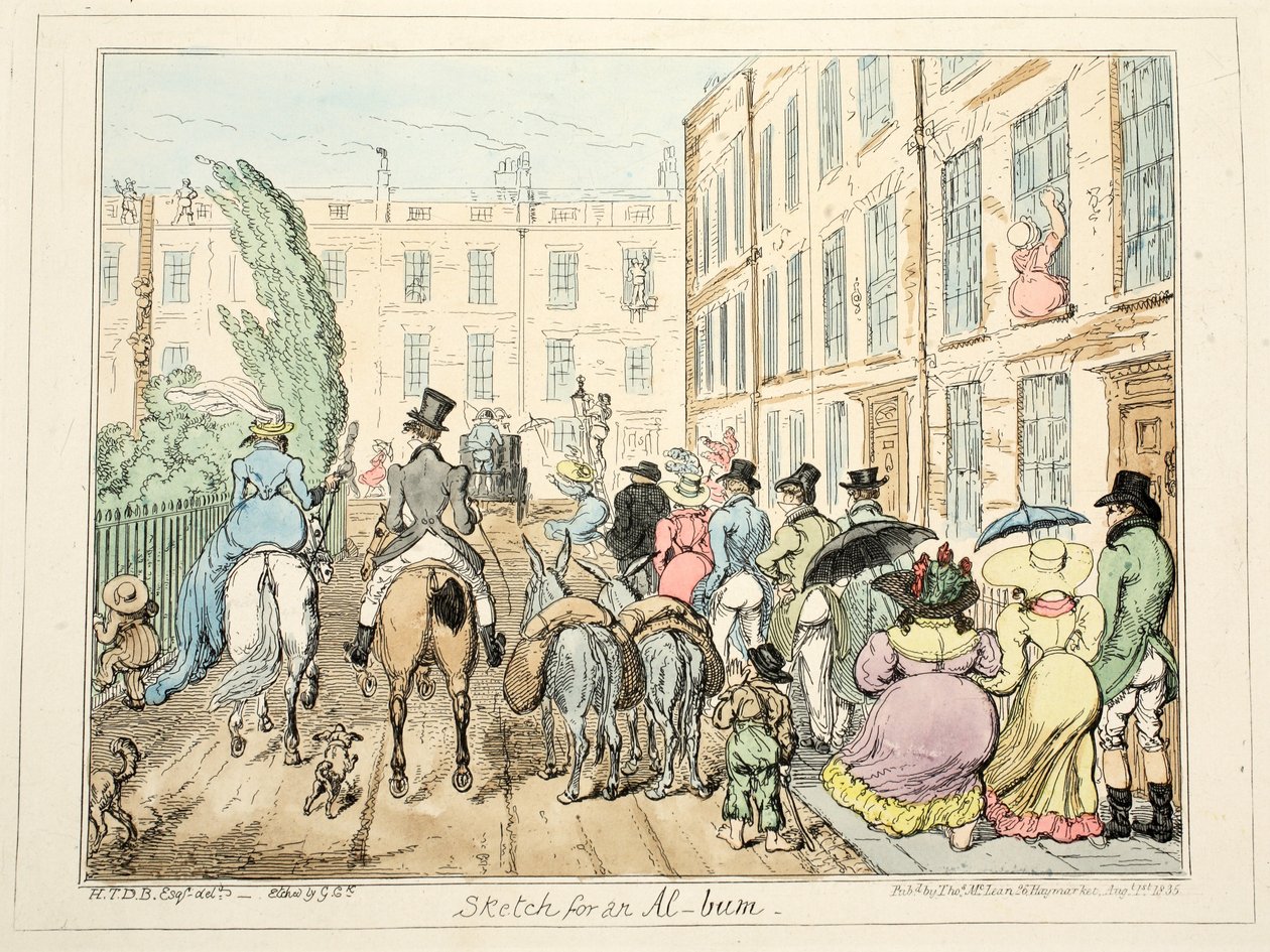 Skitse til et album, pub. 1835 (håndfarvet gravering) af George Cruikshank