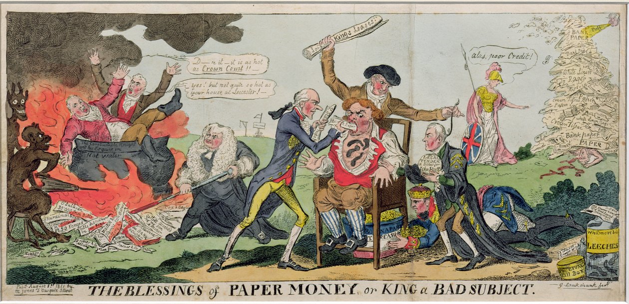 The Blessings of Paper Money or King a Bad Subject, udgivet 1811 af George Cruikshank