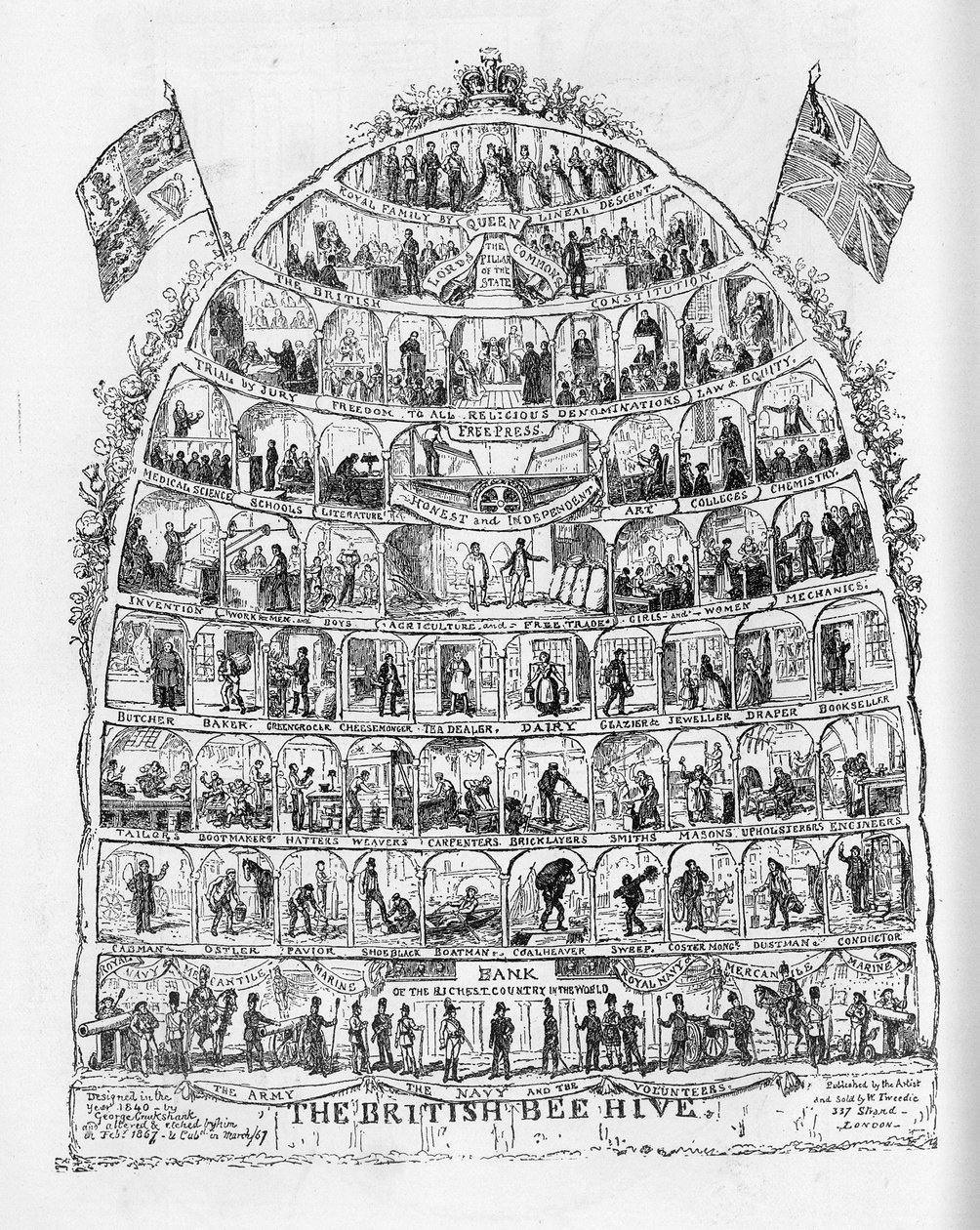 Den britiske bikube, 1867 af George Cruikshank