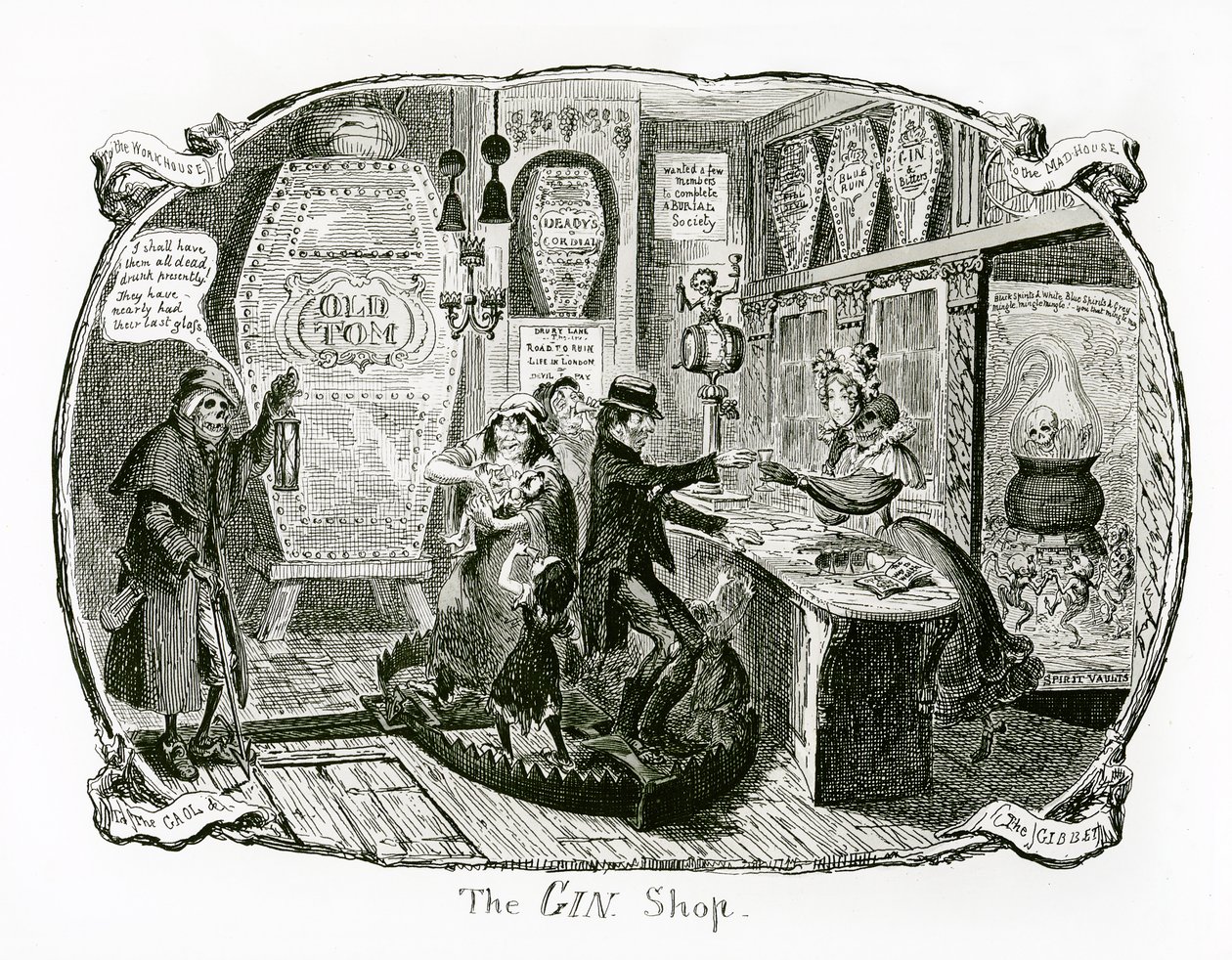Ginbutikken, 1829 af George Cruikshank