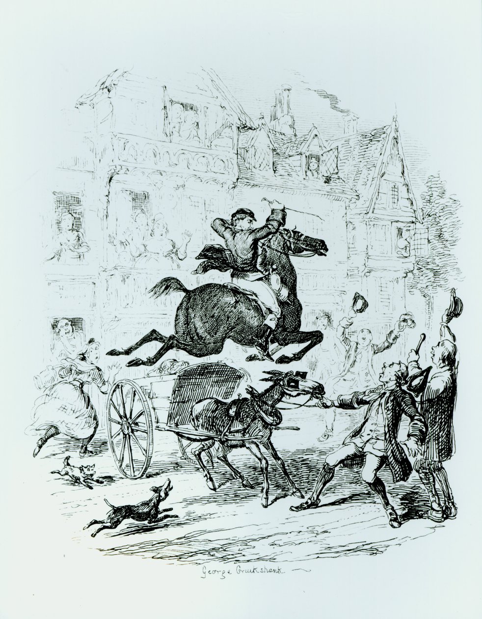 Turpins (1705-39) flyvning gennem Edmonton af George Cruikshank