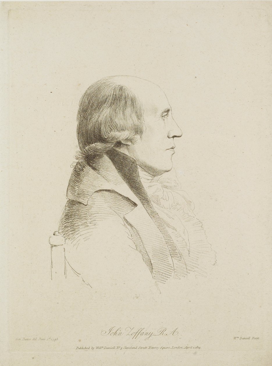 John Zoffany, indgraveret af William Daniell (1769-1837), 1814 (blød jordætsning) af George Dance