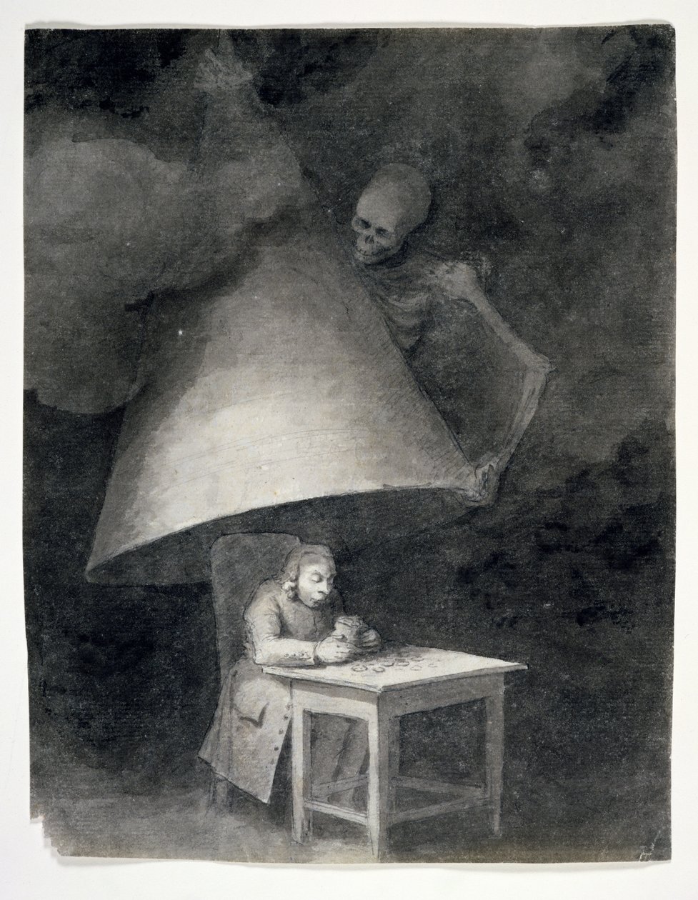 Miser Being Snuffed Out (pen og vask over blyant på papir) af George Dance