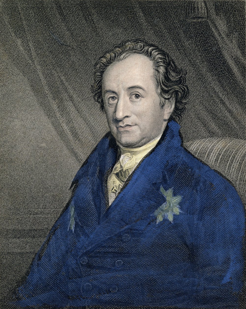 Portræt af Johann Wolfgang von Goethe (1749-1832) indgraveret af James Posselwhite (1798-1884) pub. af William Mackenzie af George Dawe