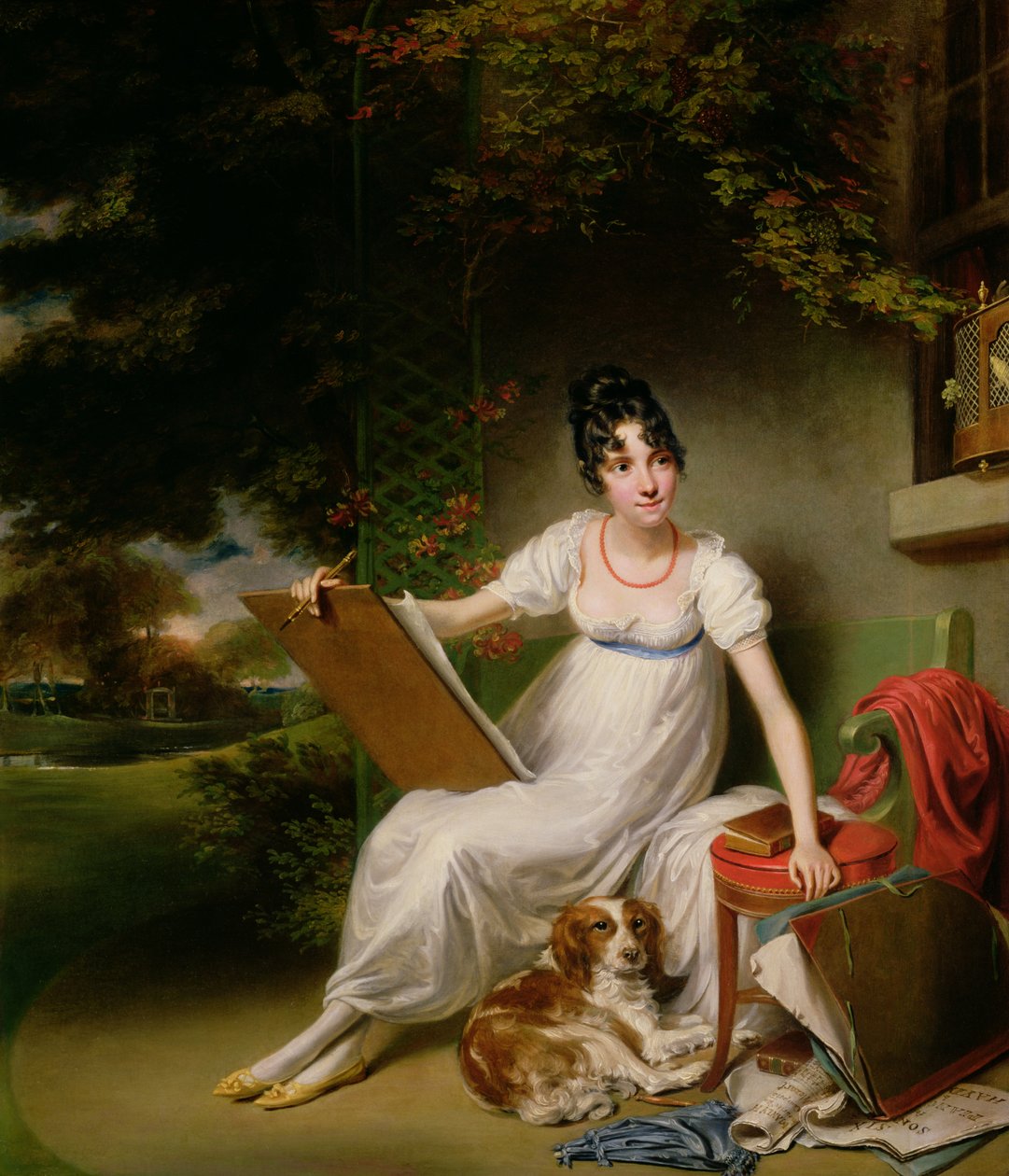 Portræt af en siddende dame af George Francis Joseph
