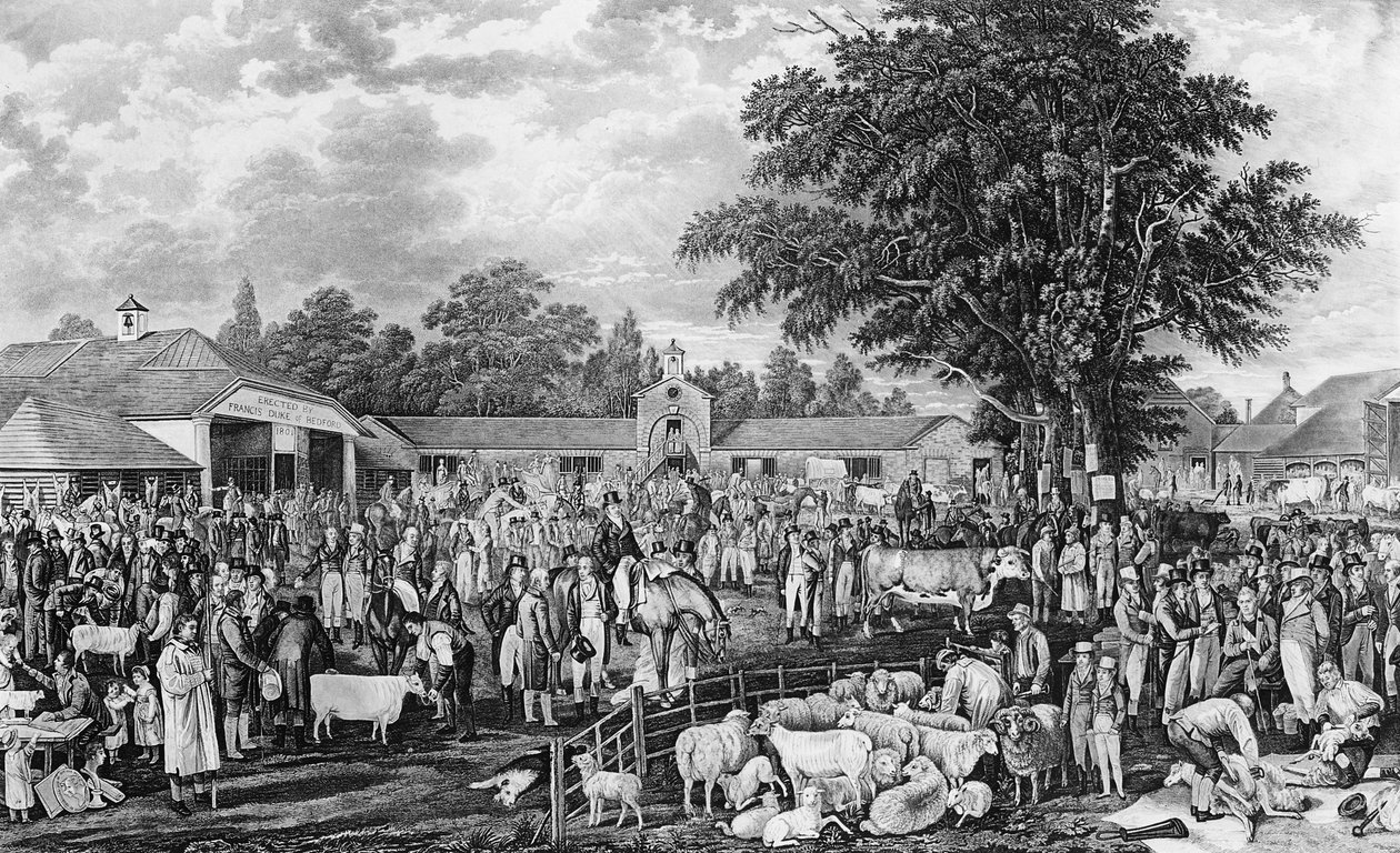 Woburn Sheepshearing, graveret af Thomas Morris, 1811 af George Garrard