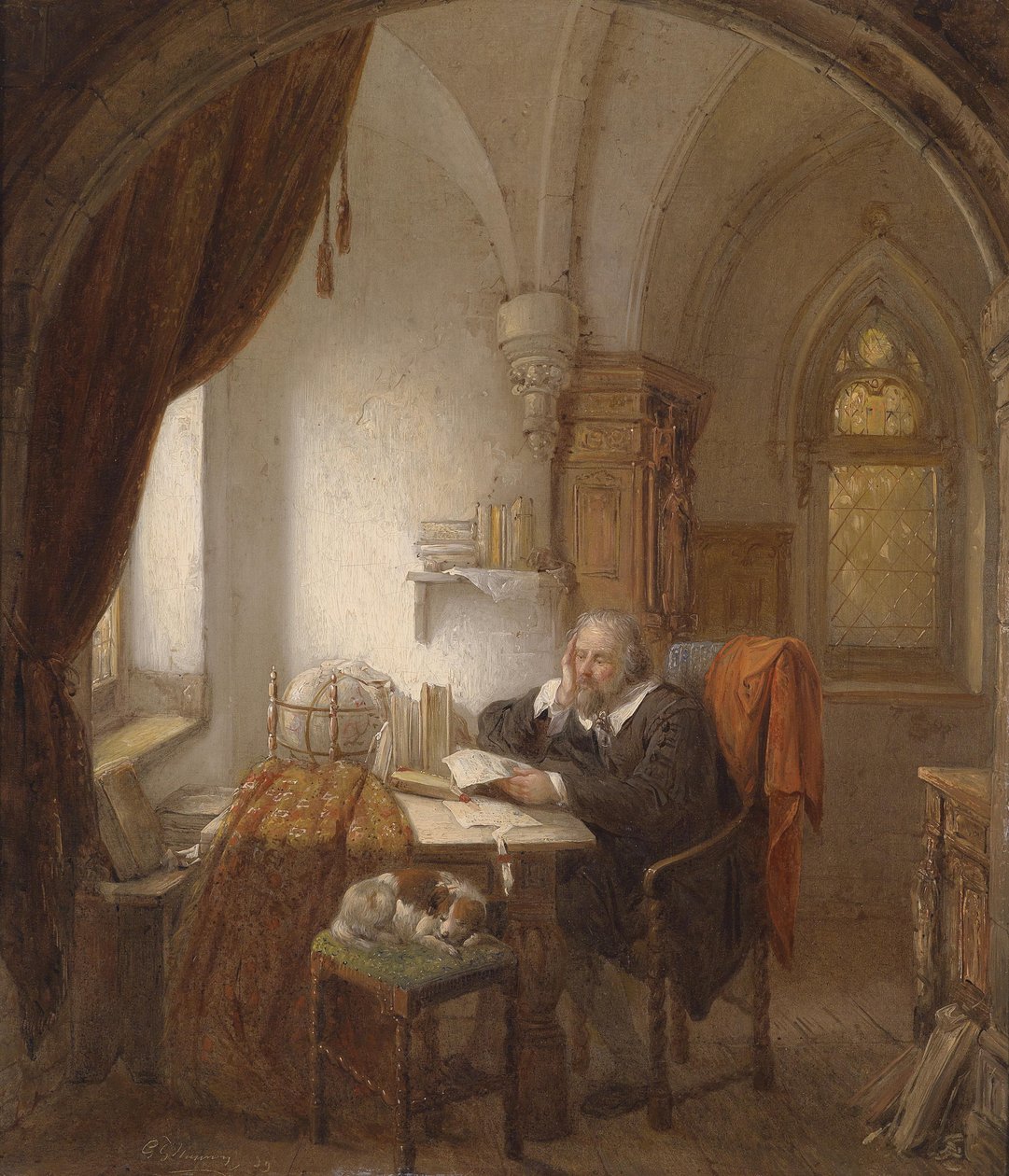 The Scholar, olie på lærred, 51 x 43,5 cm af George Gillis Haanen