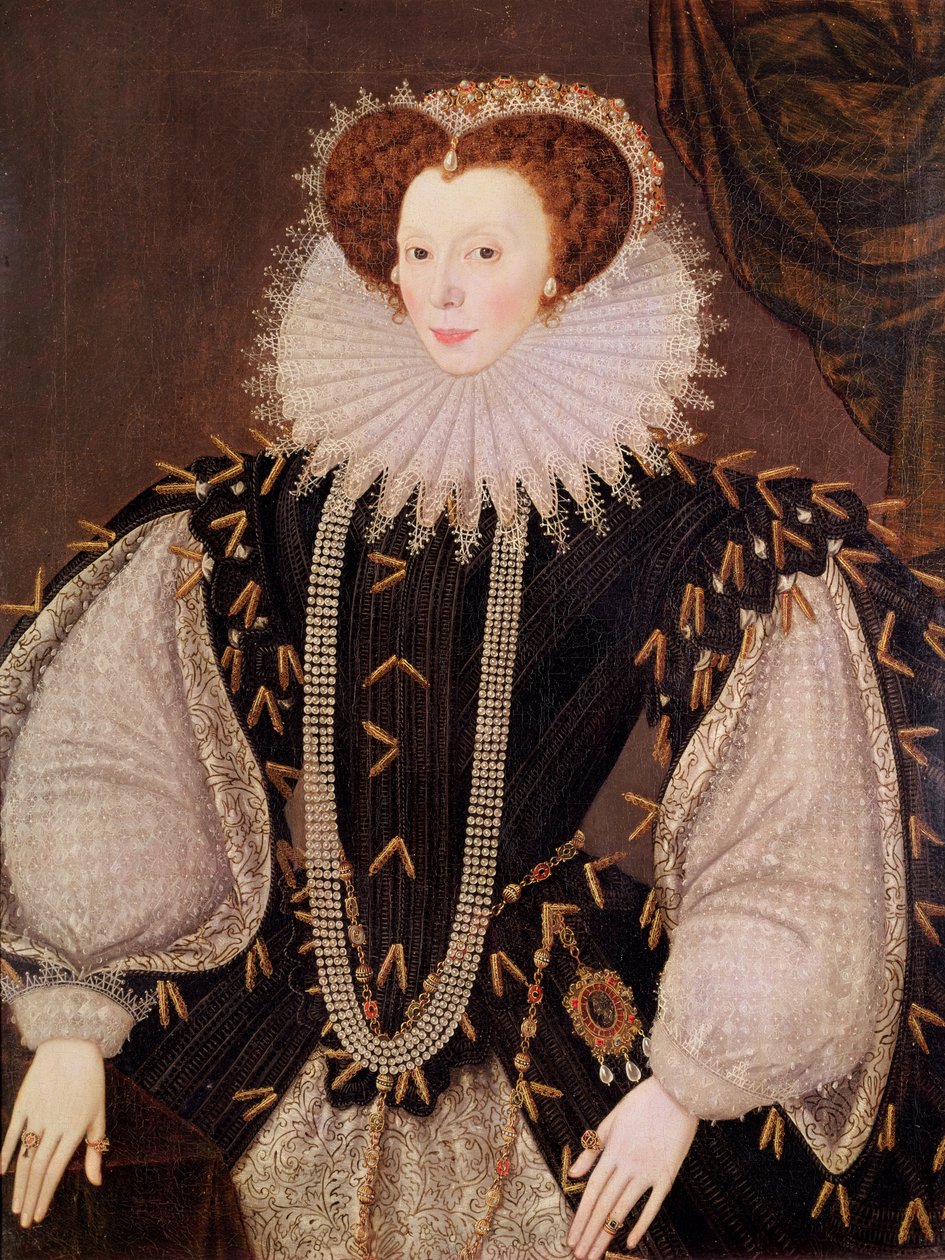 Portræt af Elizabeth Sydenham, Lady Drake, ca. 1585 af George Gower
