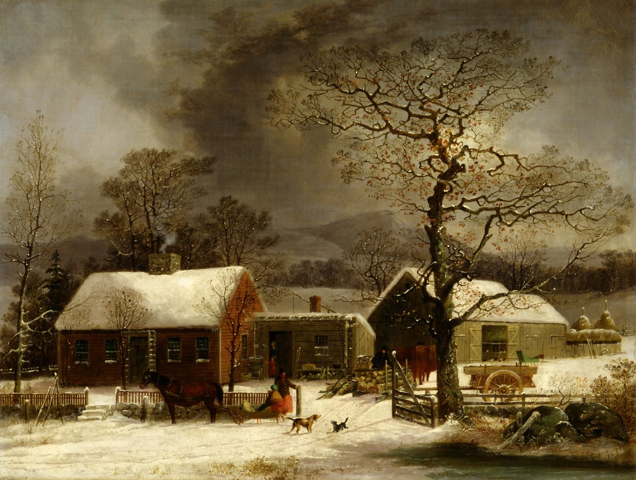 Vinterscene i New Haven, Connecticut af George Henry Durrie