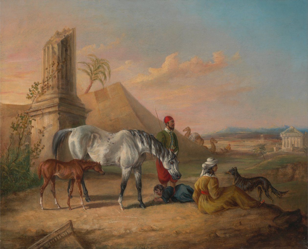 Grå arabisk hoppe og føl, med en familie af George Henry Laporte