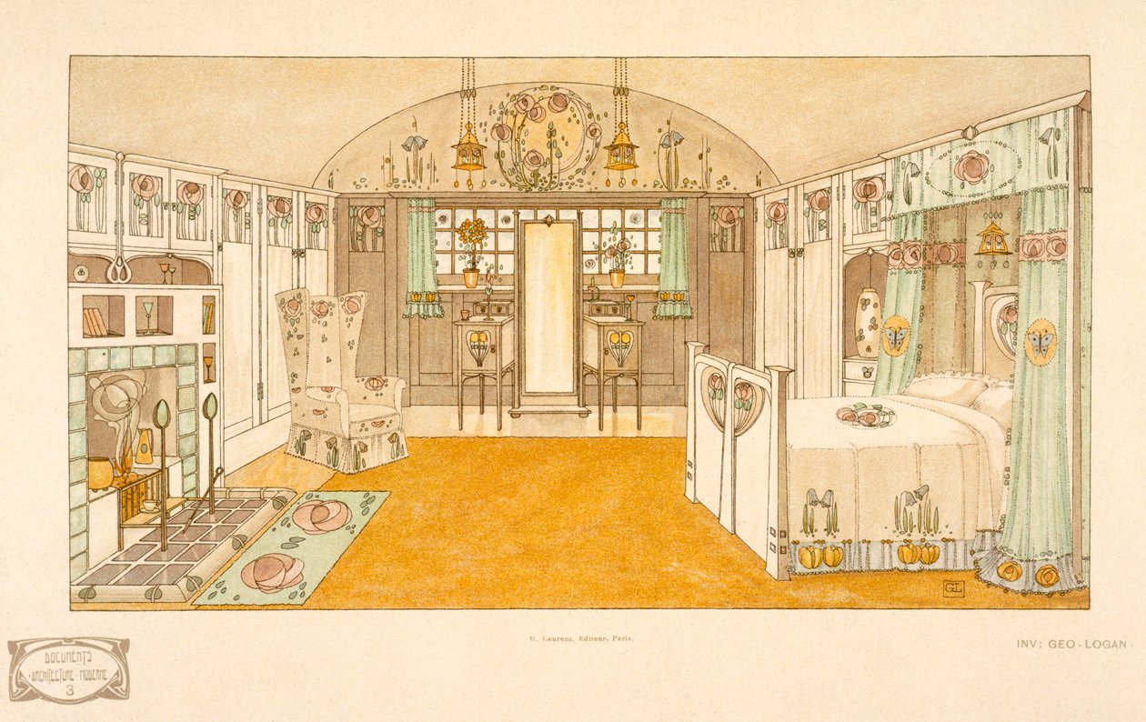 Soveværelse, Logan George (1866-1939), Documents Moderne mønsterbog, 1904 af George Logan