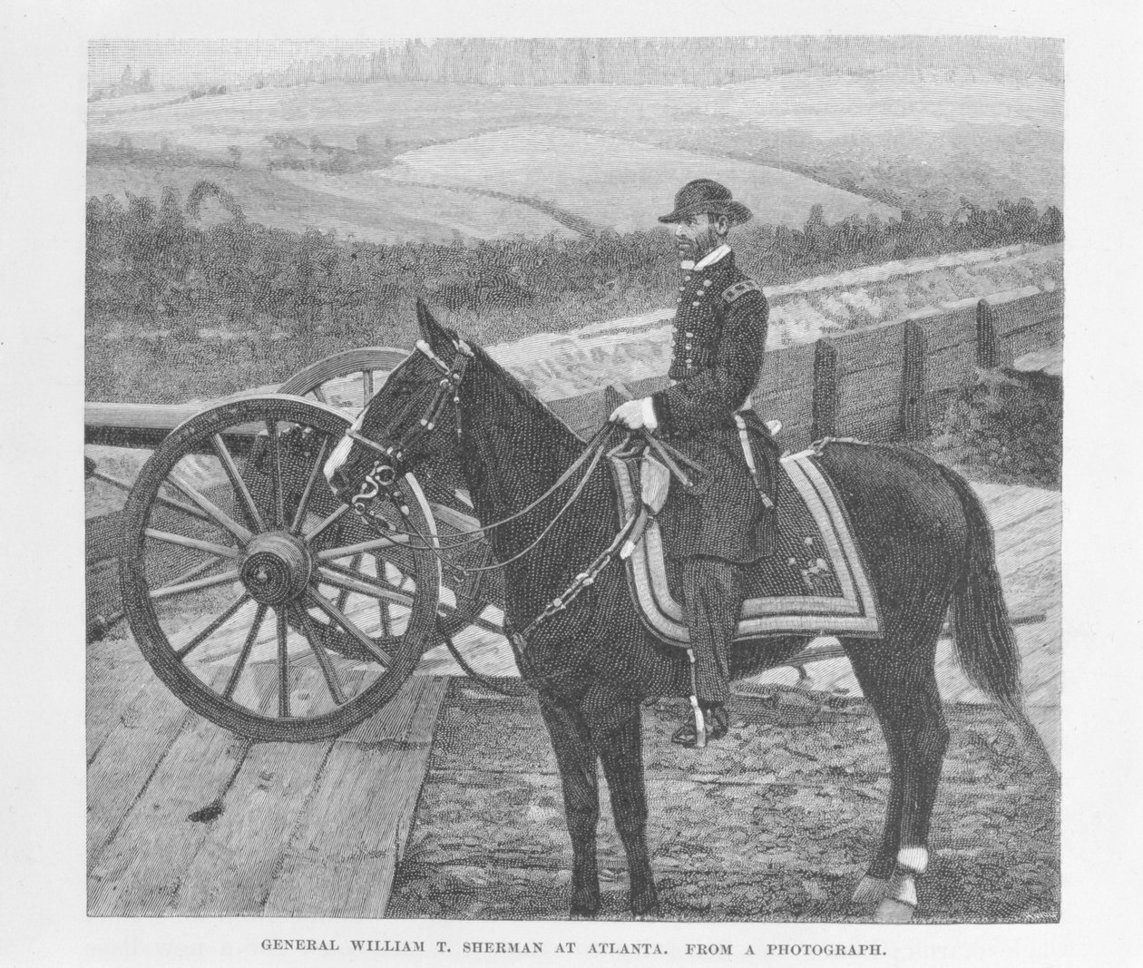 General William Tecumseh Sherman i Atlanta, indgraveret fra et fotografi, illustration fra 