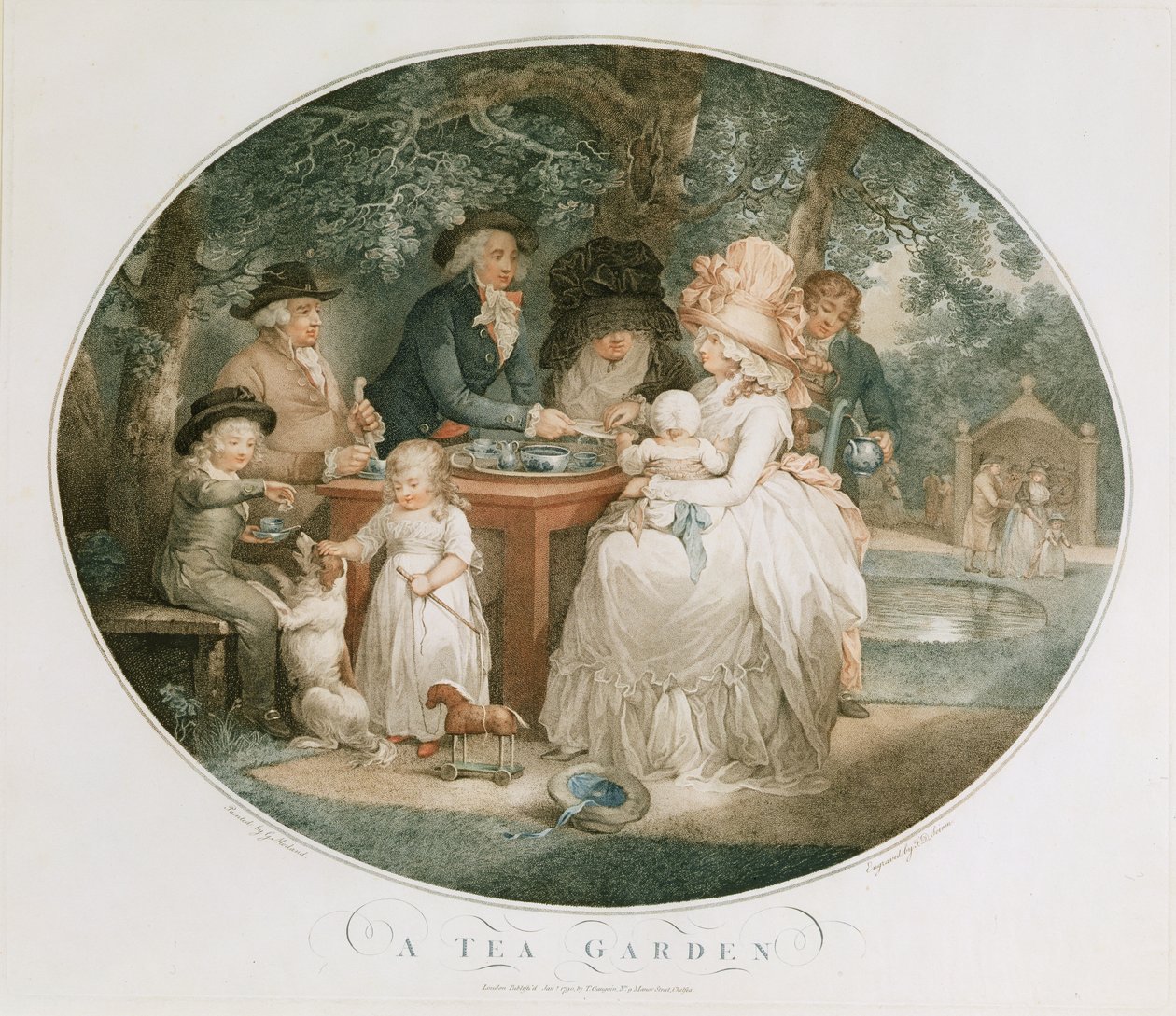 A Tea Garden, graveret af Francois David Soiron (f.1764), 1790 (farvegravering) af George Morland