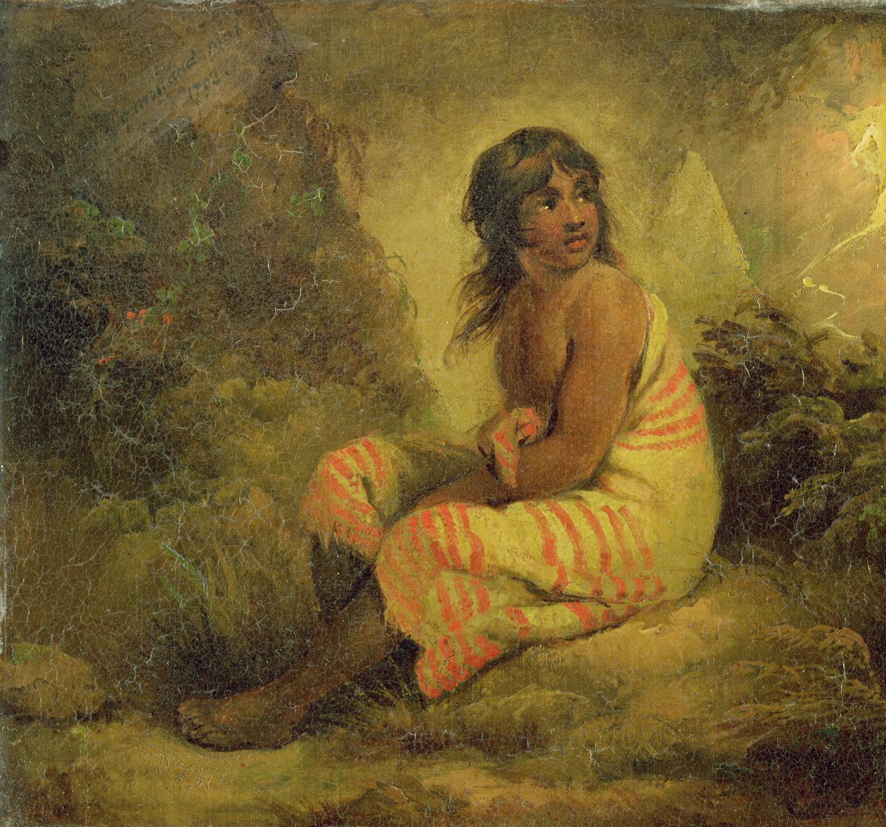 Indian Girl, 1793 (olie på lærred monteret på panel) af George Morland