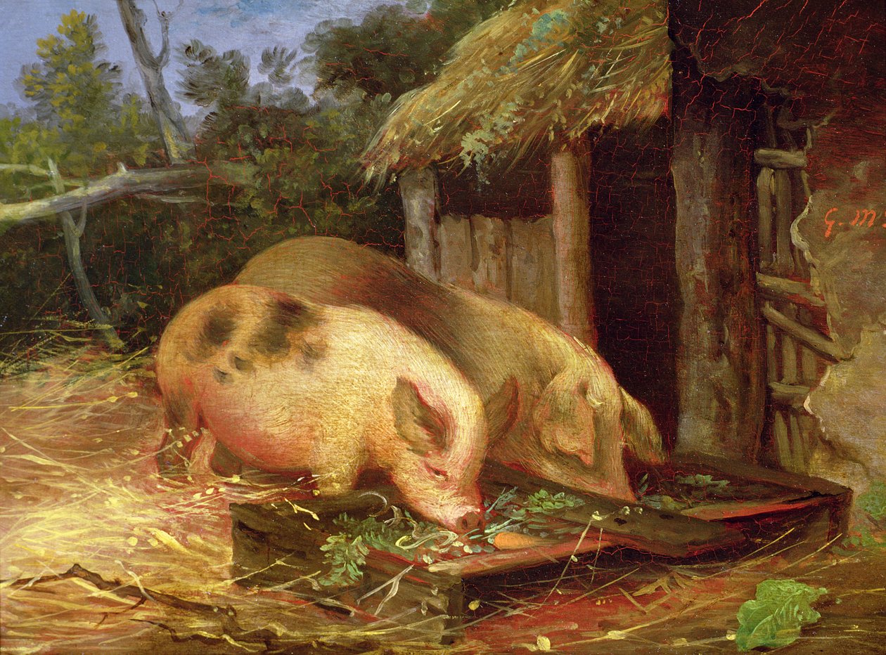 Grise ved et trug af George Morland
