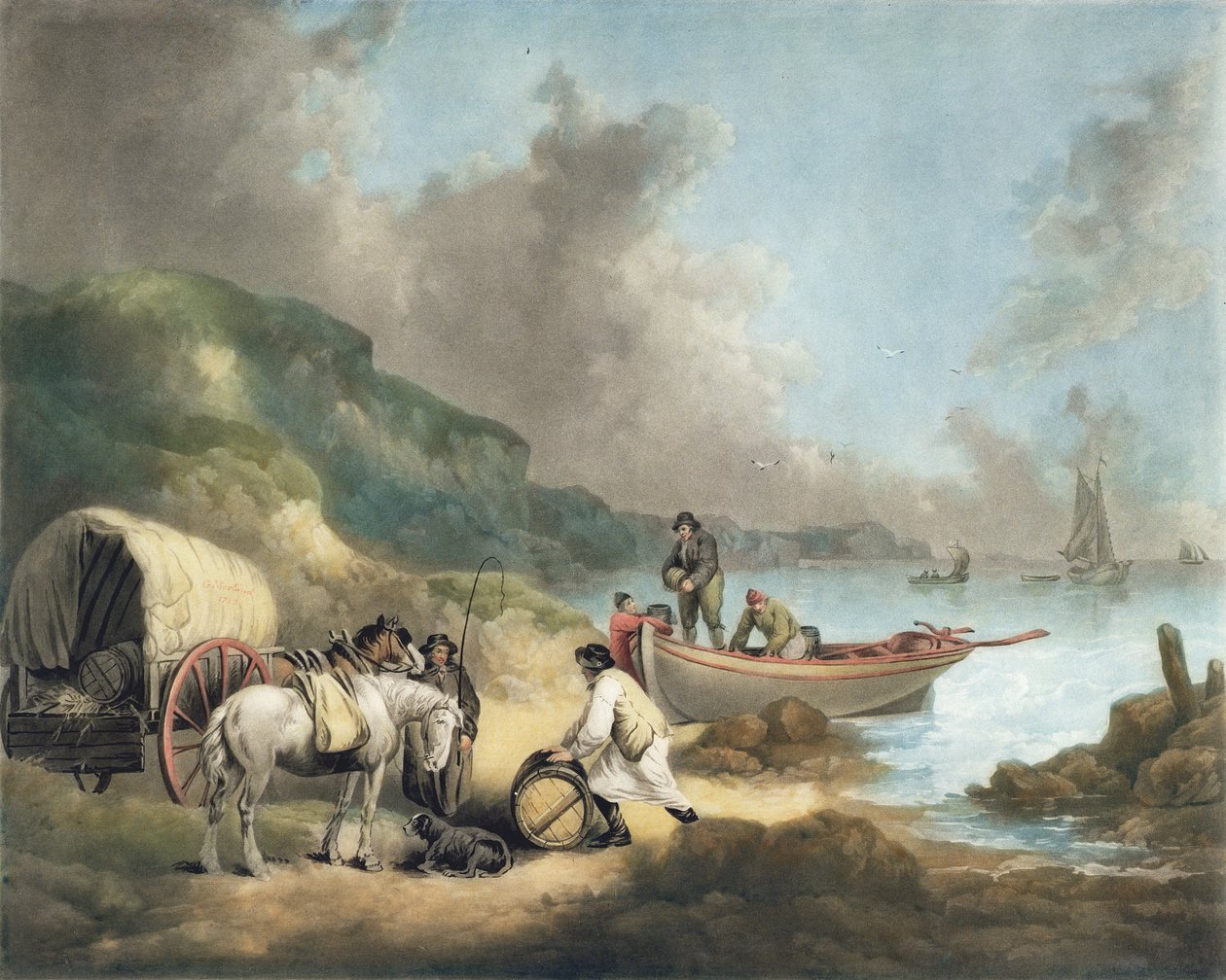 Smuglere, graveret af James Ward (1769-1859), udgivet af J.R. Smith, 1793 (mezzotint-stik) (par af 125517) af George Morland
