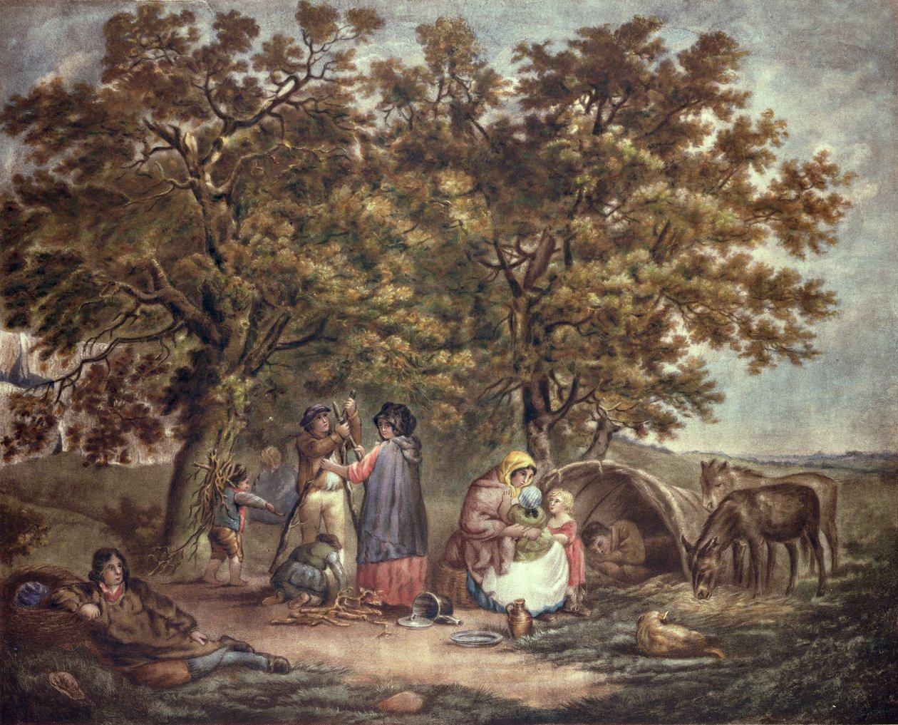 Sigøjnerteltet, graveret af Joseph Grozar af George Morland