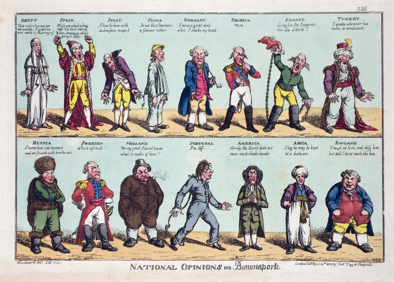 National Opinions on Bonaparte, offentliggjort 20. april 1808 (farvet radering) af George Moutard Woodward