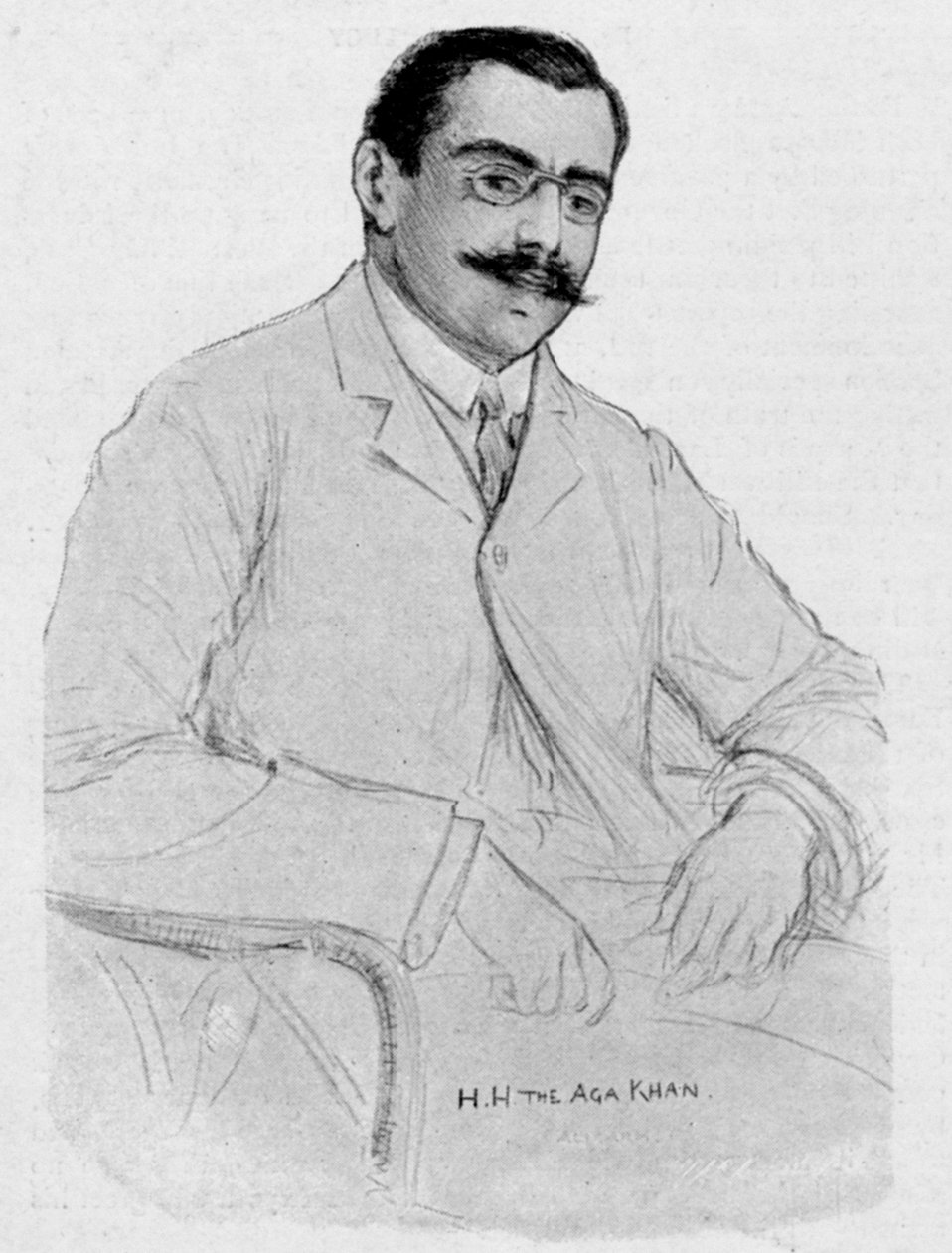Aga Khan: Illustration fra "The Graphic" 27. oktober 1906: "The Aga Khan: Who Voiced the Moslem Appeal to the Viceroy af George Percy Jacomb Hood